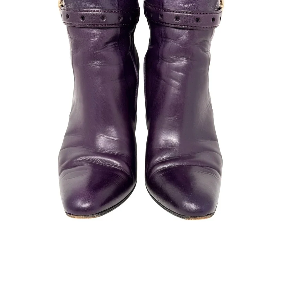 Gucci Knee High Boots Purple Leather Equestrian Early 2000s IT 37.5 / US 7.5B - Picture 6 of 14